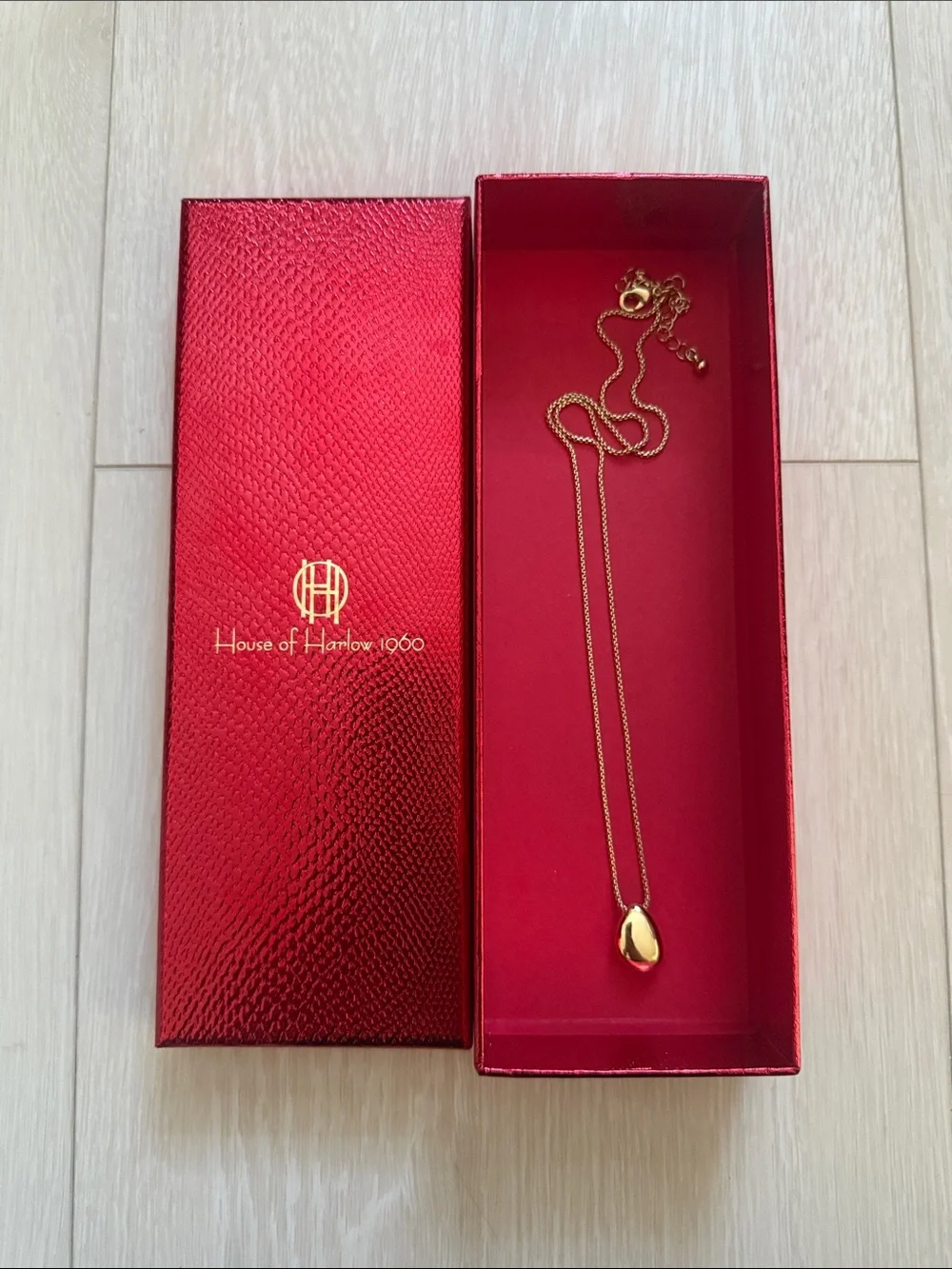 House of Harlow 1960 Gold Teardrop Pendant on Fine Chain